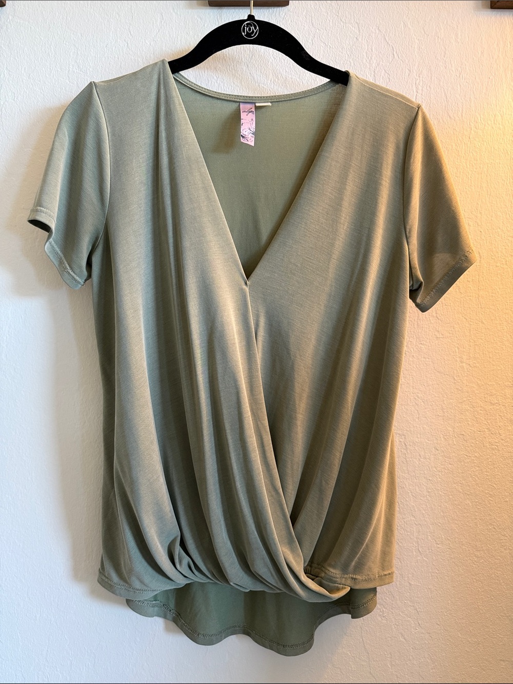 Alya Light Sage Twist-Front Surplice Blouse